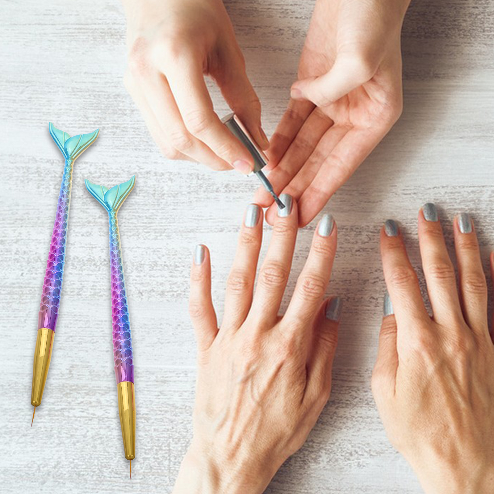 3Pcs Mermaid Tail Nail Art Lin - đánh giá và giá Detailing Brush Set