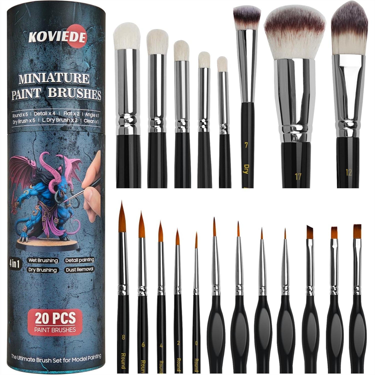 20Pcs Miniature Paint Brushes  - đánh giá và giá Detailing Brush Set